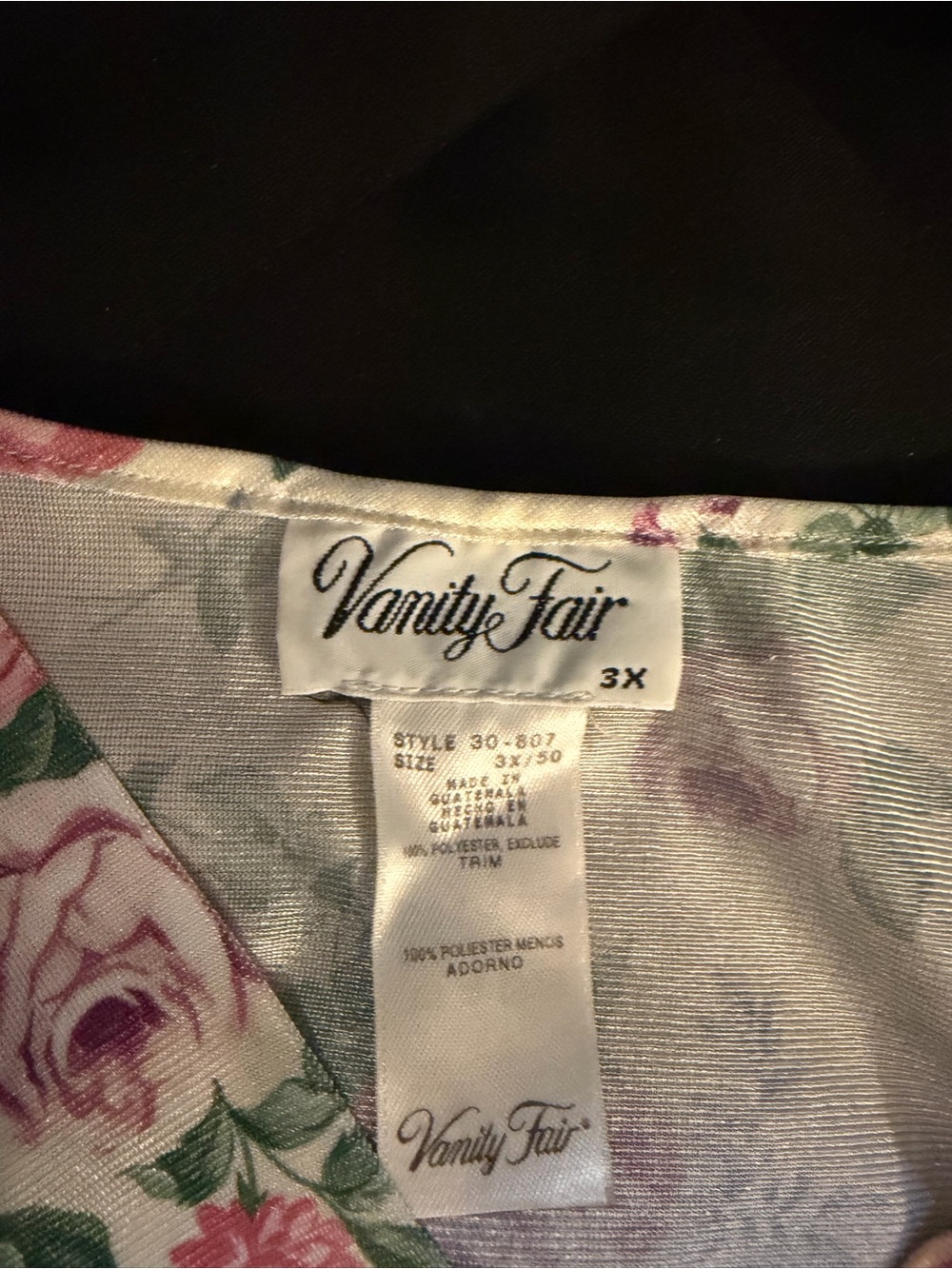 Vanity Fair 3X Silk Nightgown Floral Lace Trim Sleep Dress Plus Size - Picture 3 of 3